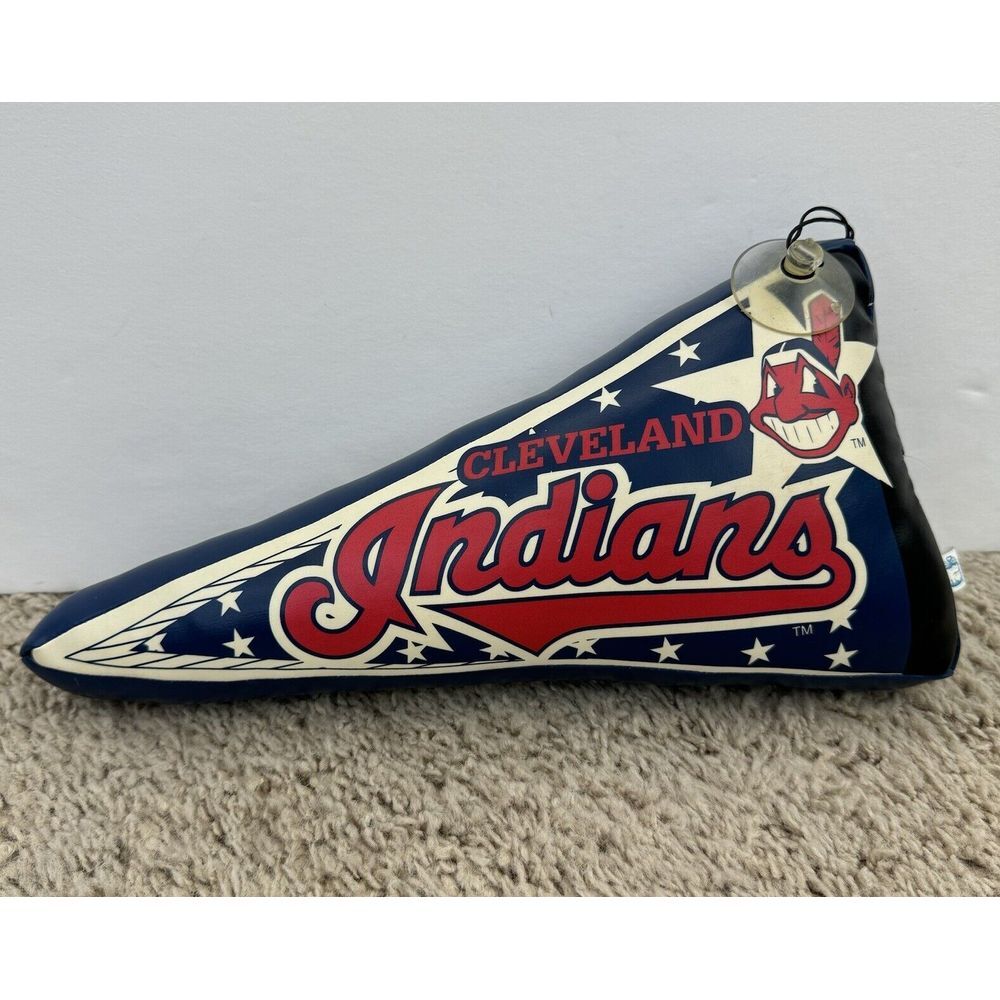 Cleveland Indians Pennant Foam Vinyl Good Stuff 1999 Blue Wahoo 11" w/hanger Vtg